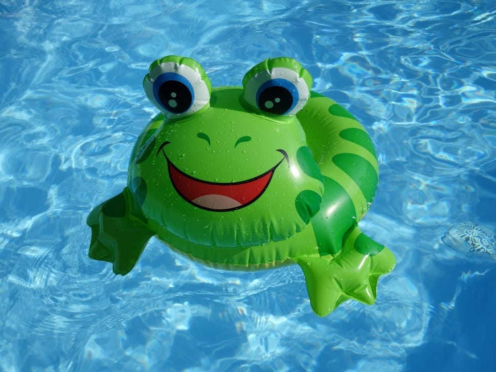 green inflatable frog swim ring preview