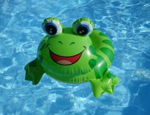 green inflatable frog swim ring thumbnail