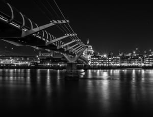 London, City, Millennium, Bridge, night, illuminated thumbnail