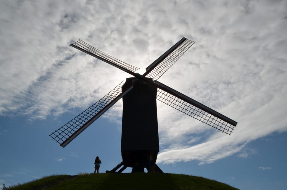 silhouette photo of windmill preview